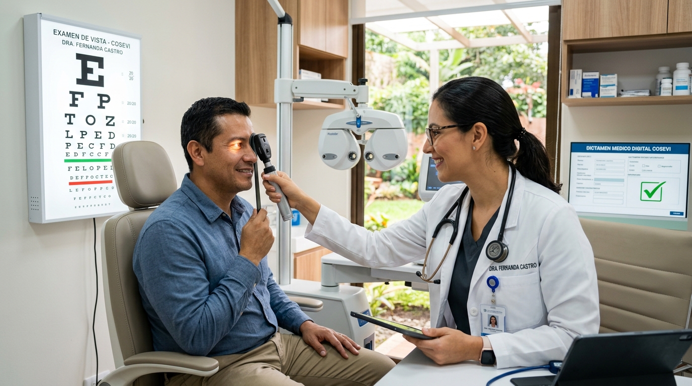 Examen de vista para dictamen médico digital COSEVI